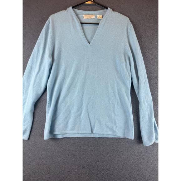 Mainbocher Light Blue 100% Cashmere V-Neck Long Sleeve Sweater Size XL - Picture 1 of 9
